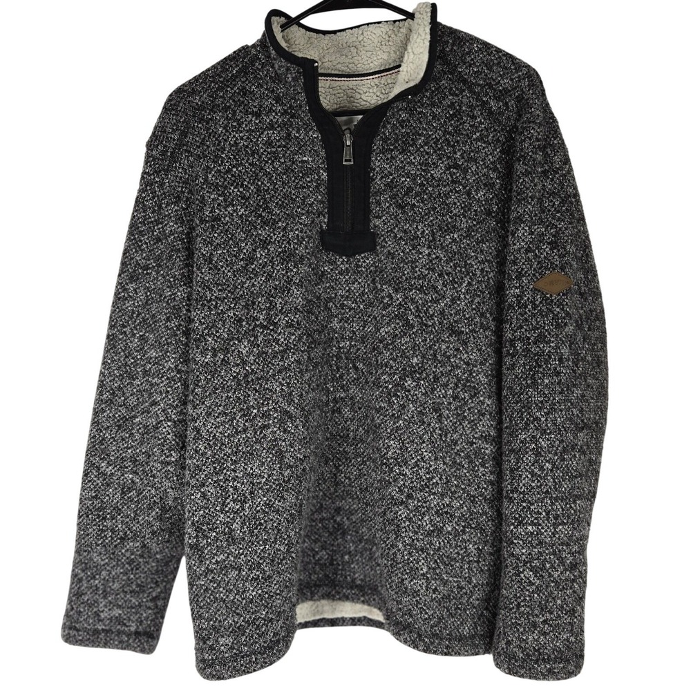 Orvis Classic‎ Collection Men L Gray Sherpa Lined Quarter Zip Pullover Sweater